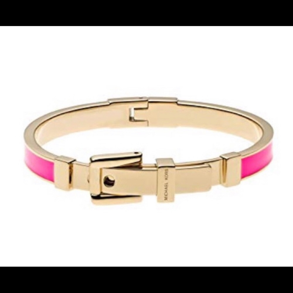 Michael Kors Neon Pink Gold Buckle Bracelet